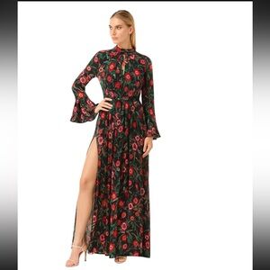 Misa Kora Floral Long Sleeve Backless Maxi Dress